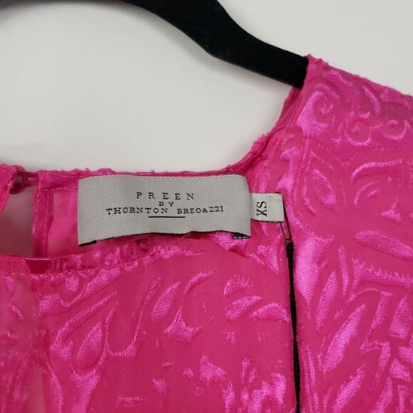 Preen Thornton Bregazzi Louise Silk Blouse Pink Burnout Sheer Wmns XS - Picture 4 of 7